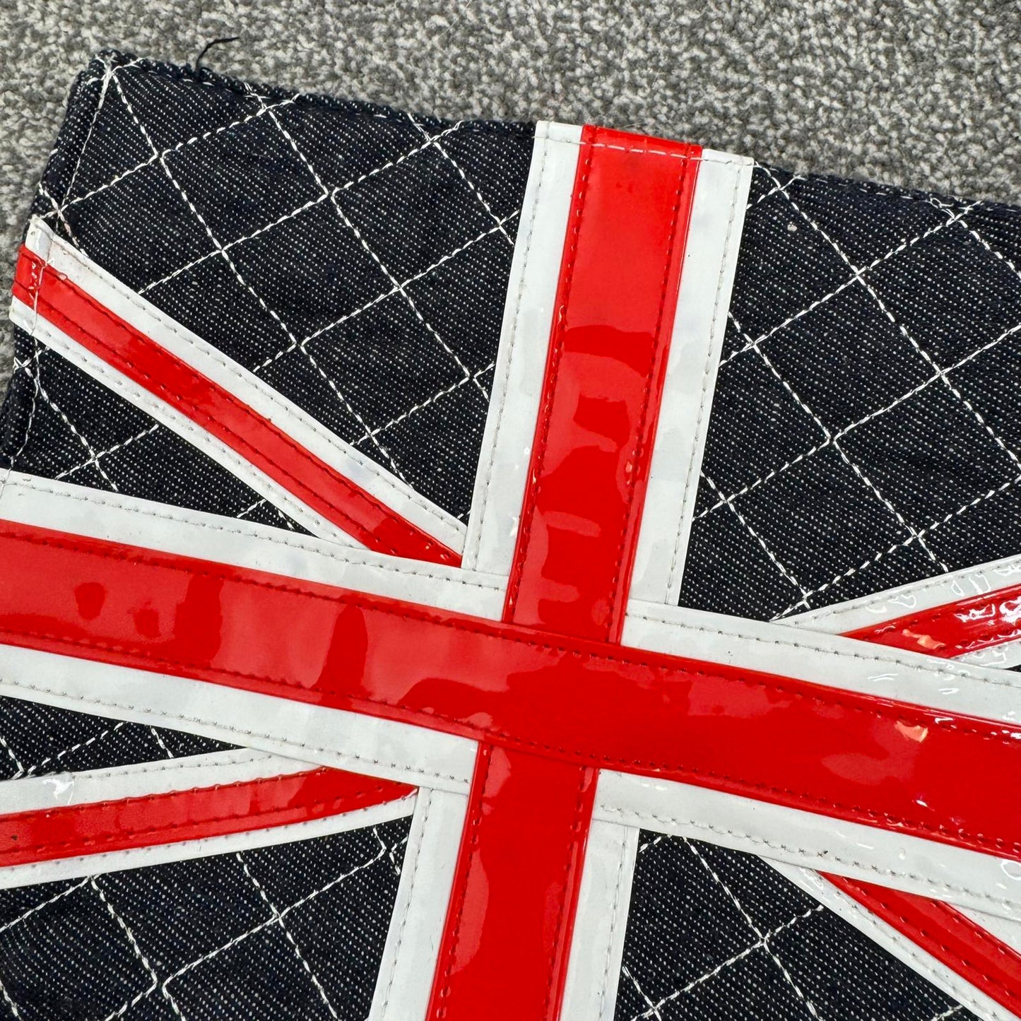 Y2K vintage denim Union Jack small clutch bag quilted medium