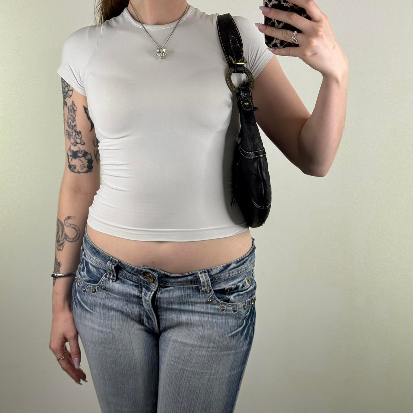 Y2K vintage genuine leather shoulder bag butter soft fringe charm hobo slouchy