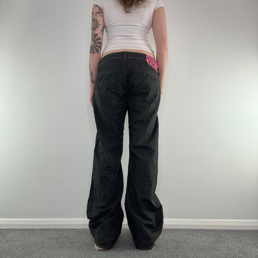 Y2K vintage low rise baggy contrast stitch cargo trousers