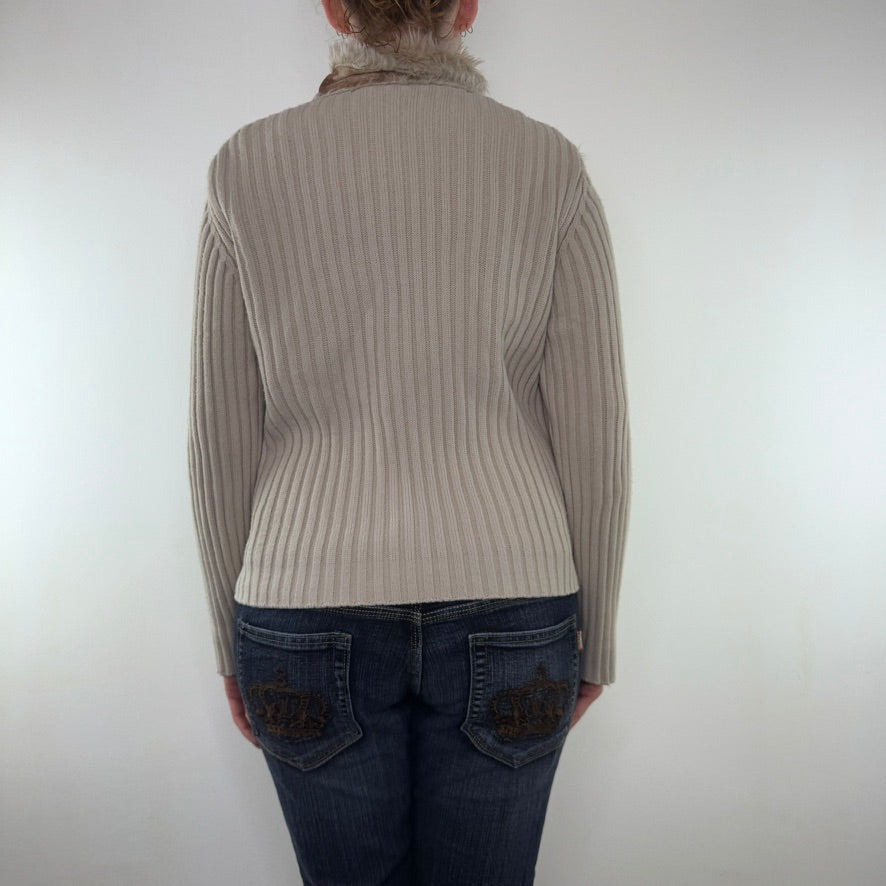 Y2K vintage knit faux suede zip up jacket