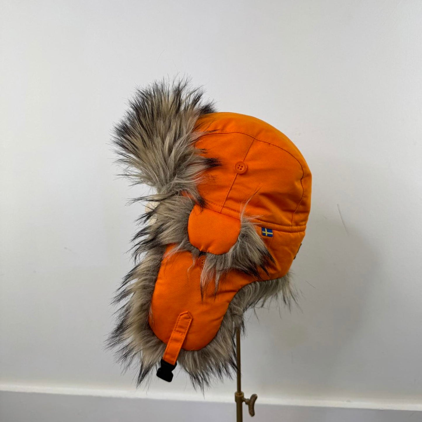 Fjallraven Nordic heater hat faux fur trapper safety orange unisex