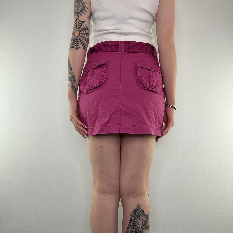 Y2K cargo mini skirt with grommet belt