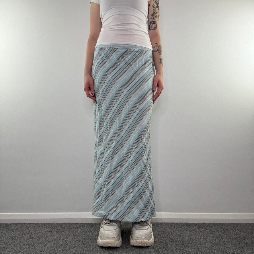 Y2K vintage striped maxi skirt