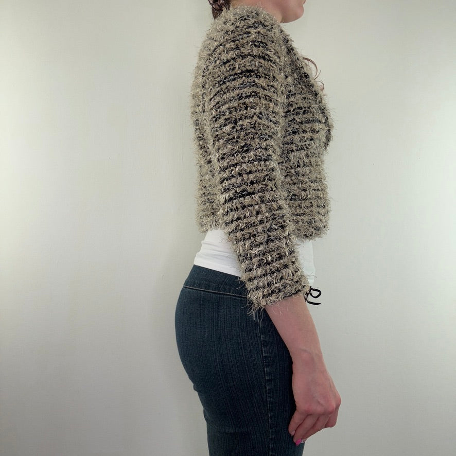 Y2K vintage shaggy knit cardigan button up