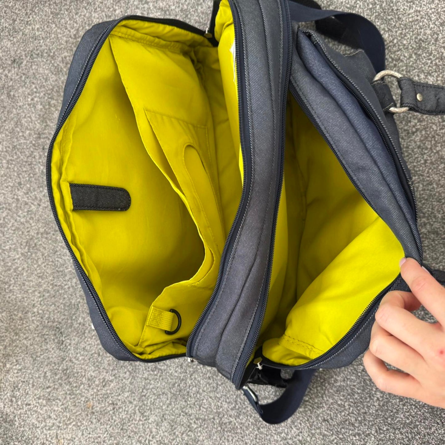 Large denim shoulder bag baby changing crossbody duffle nappy/ diaper bag