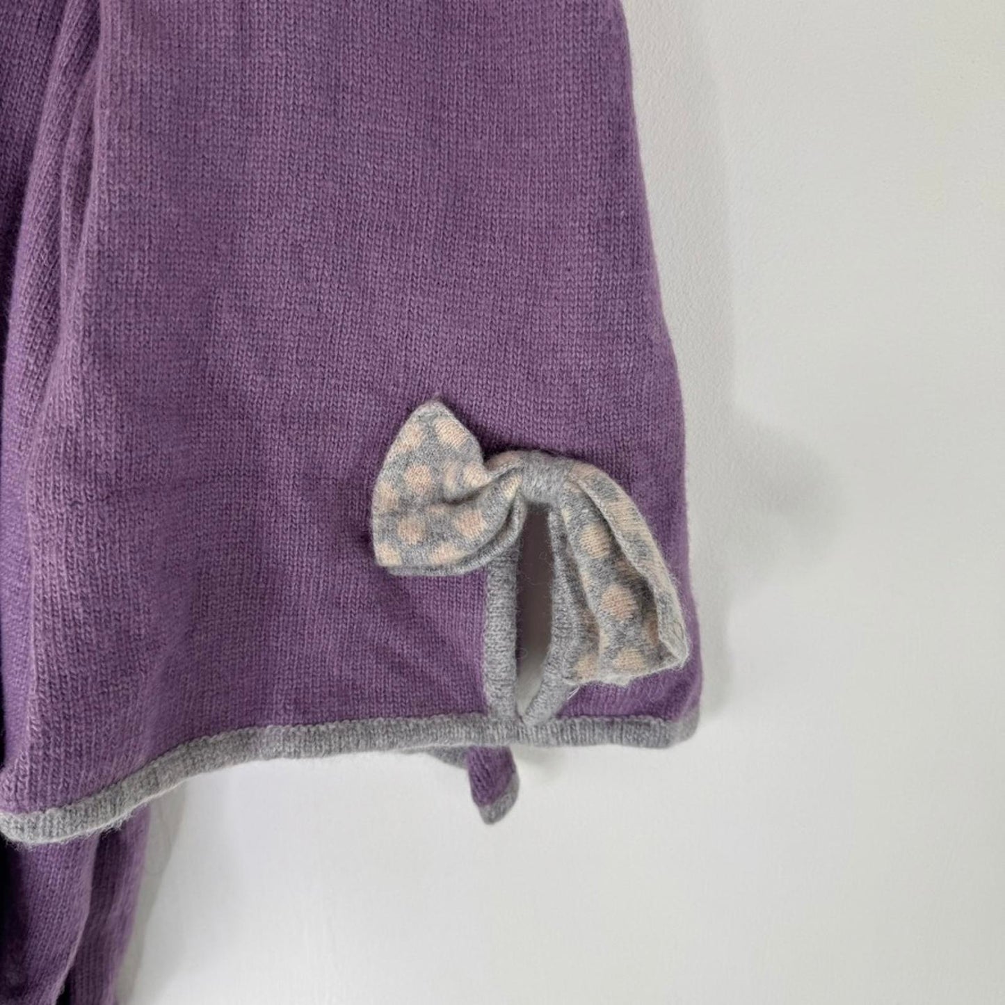 Y2K vintage wool blend scarf bow polka dot purple grey baby pink