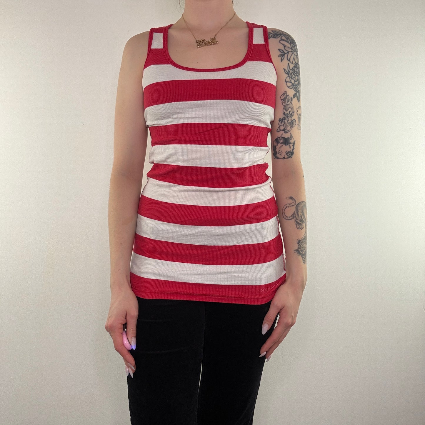 Y2K vintage stripy long line tank top