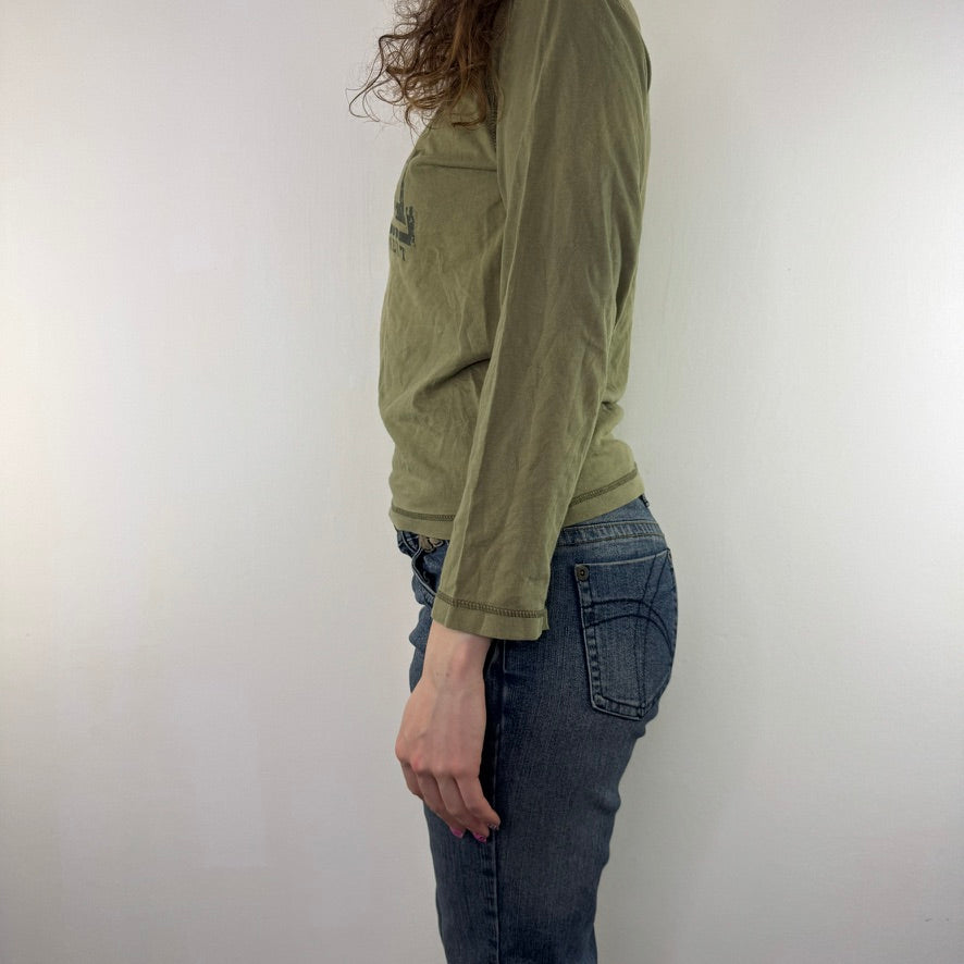 Y2K vintage boxing turtleneck 3/4 sleeve top