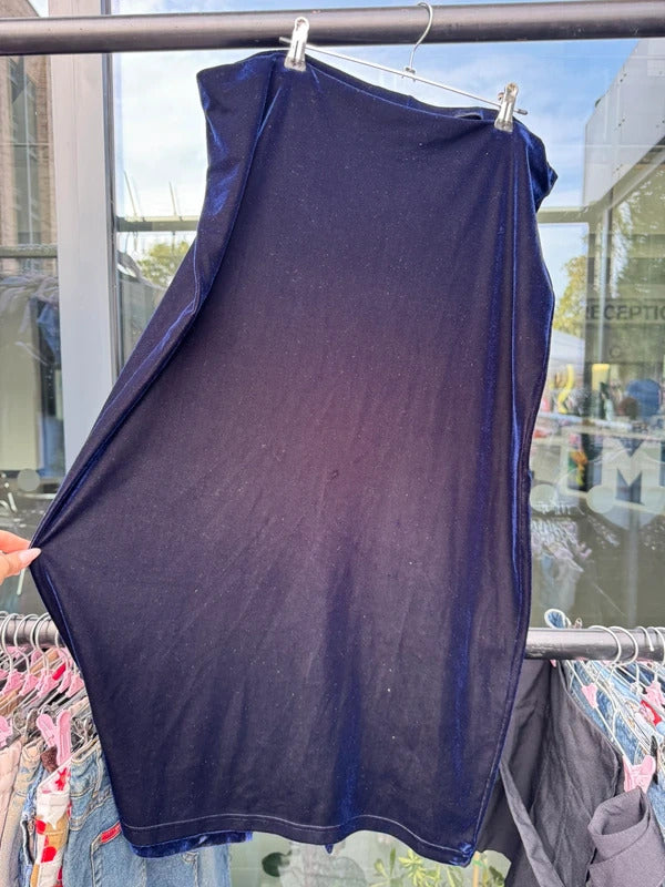 Vintage Y2K purple / dark blue two tone velvet maxi skirt