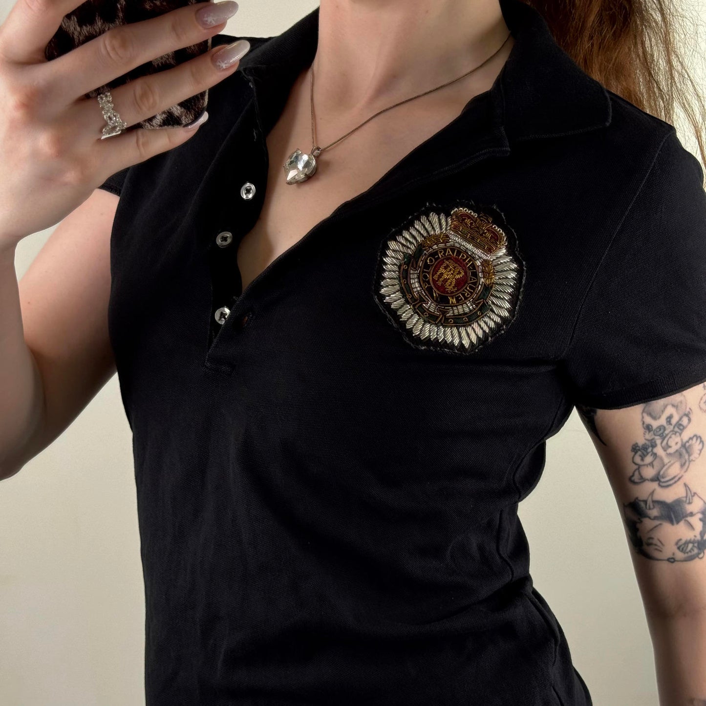 Y2K vintage Polo Ralph Lauren polo top short sleeve beaded henley fitted