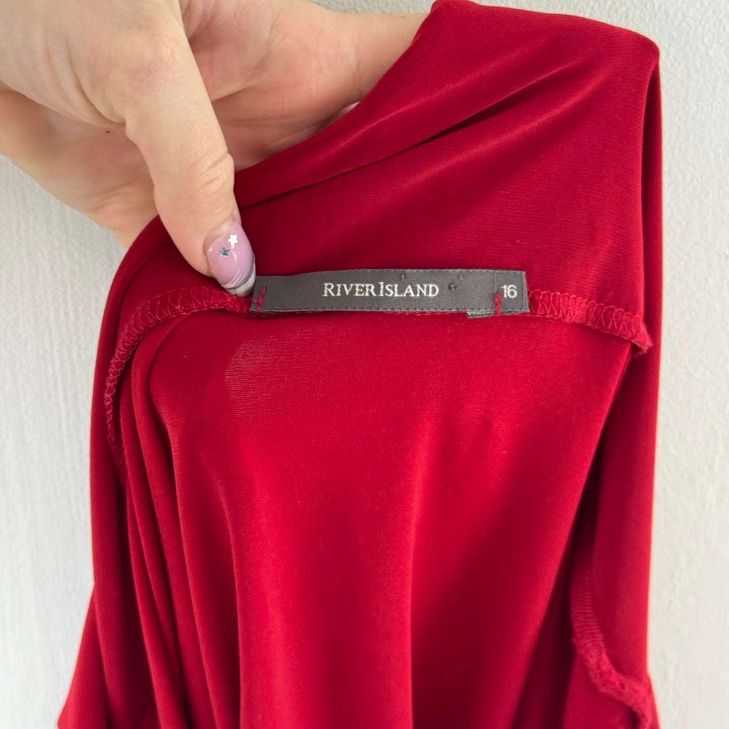 Y2K vintage slinky ruffle tank top ruched stretchy long length v neck red