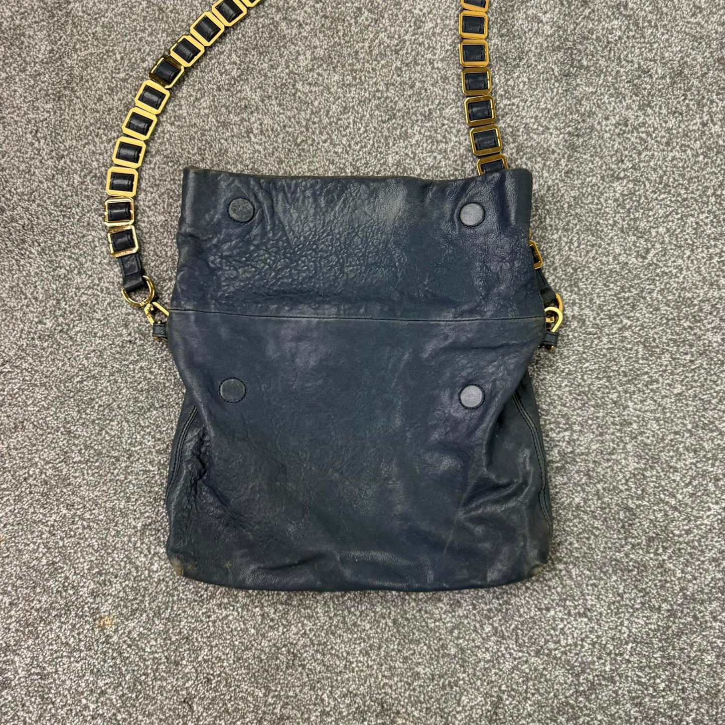 Tory Burch Louisa genuine leather messenger bag crossbody chain navy medium