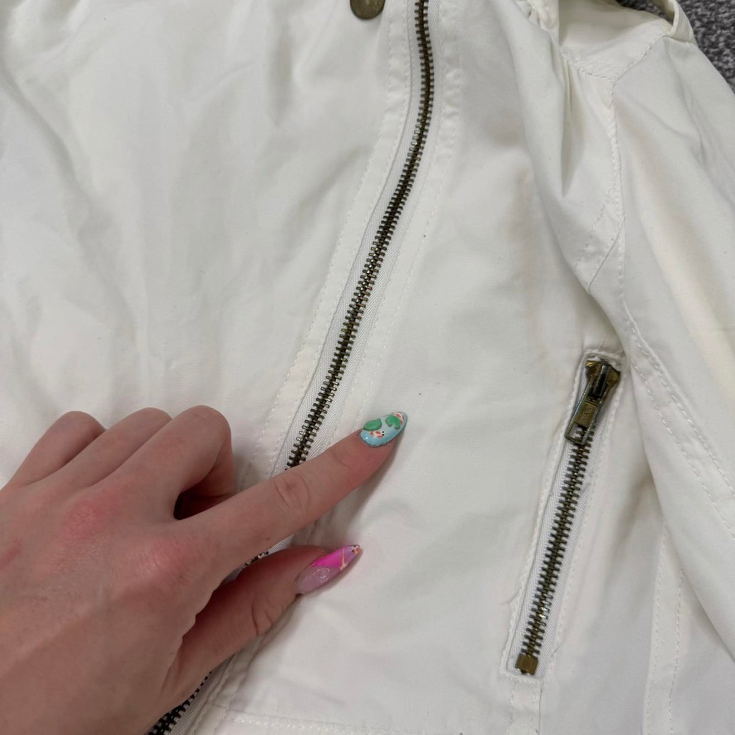 Vintage cropped fitted long sleeve jacket lightweight asymmetrical zipper XS