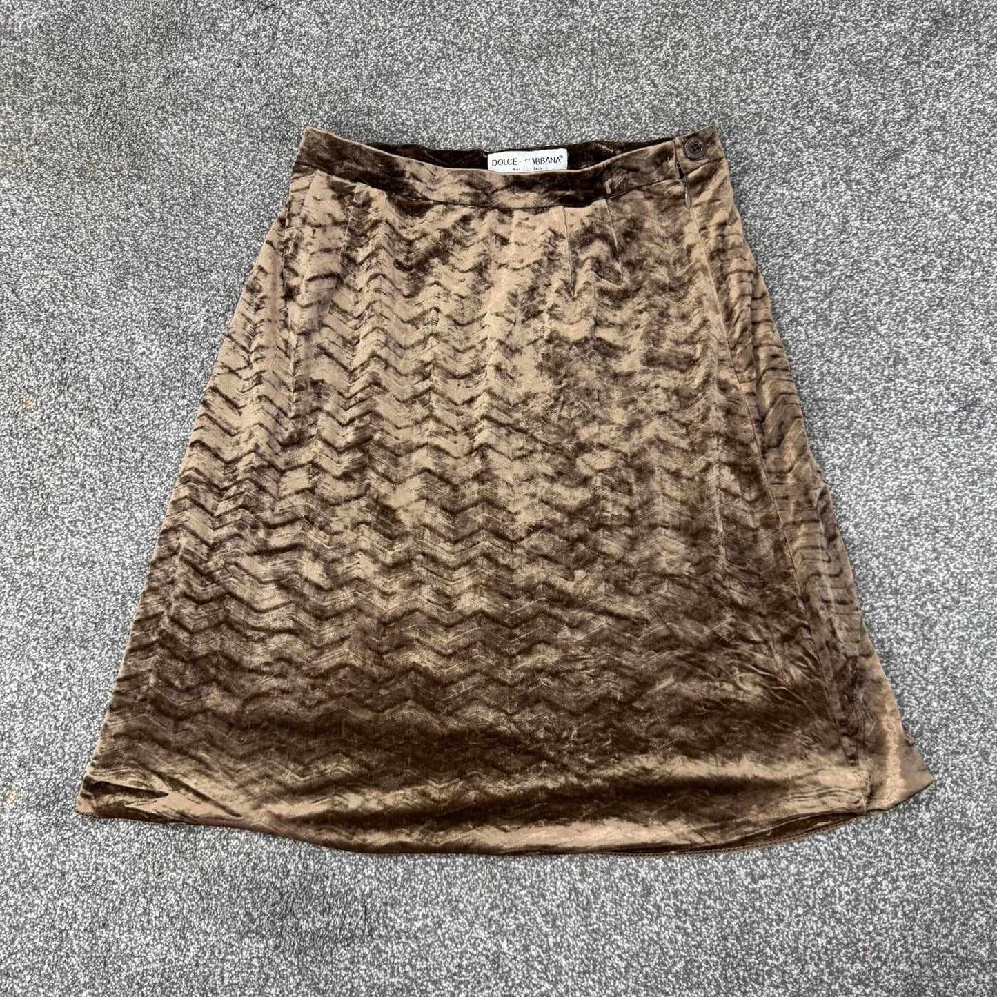 Y2K vintage Dolce & Gabbana velvet chevron pattern a line midi skirt floaty