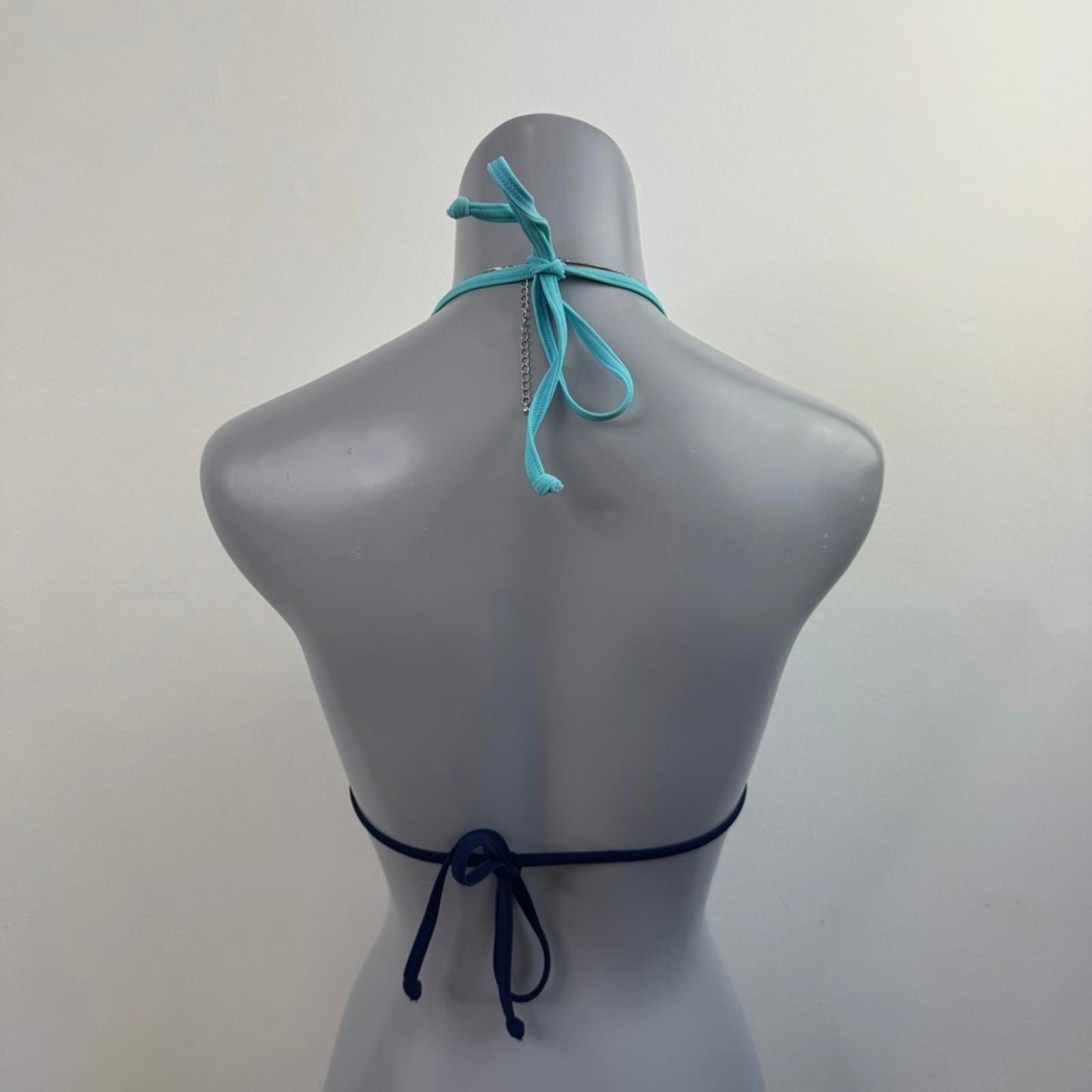 Y2K vintage ombre halter neck bikini top blue padded bust