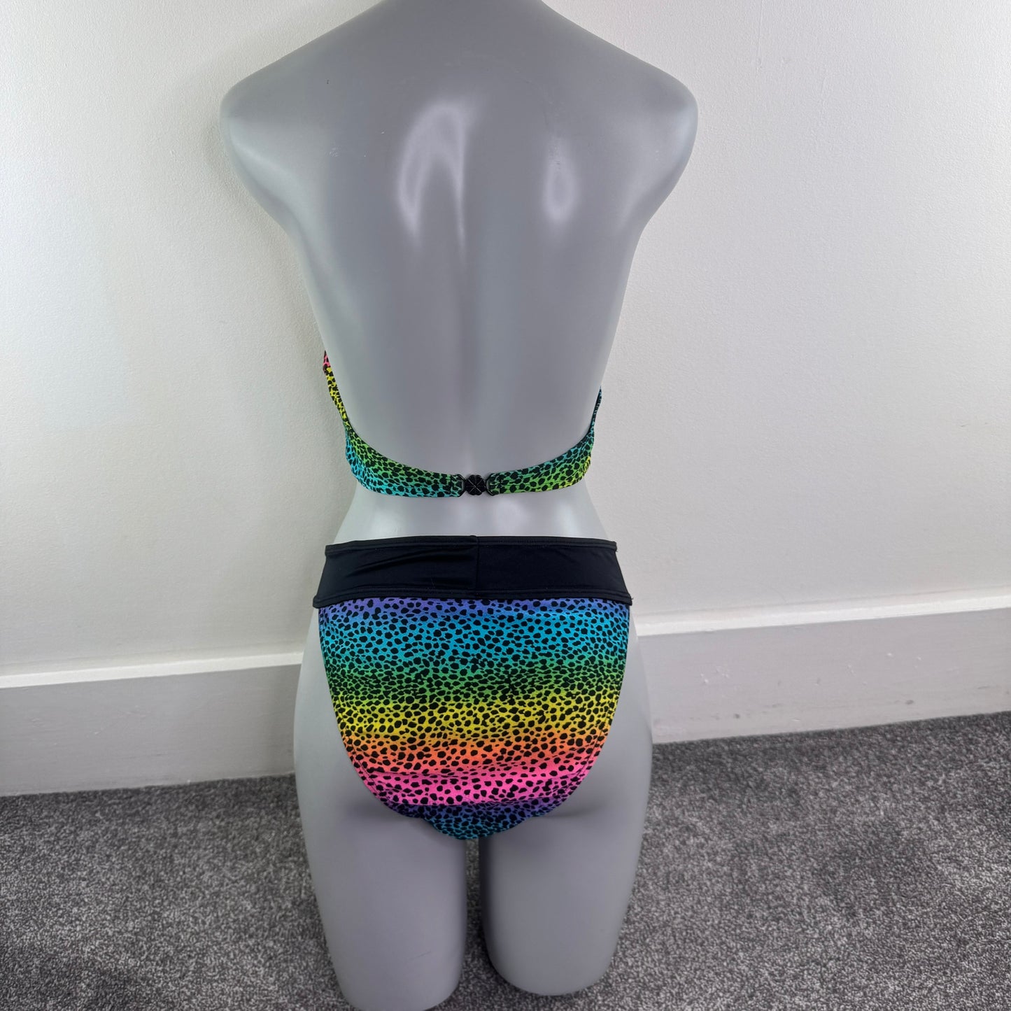 Y2K vintage leopard print rainbow bikini matching set