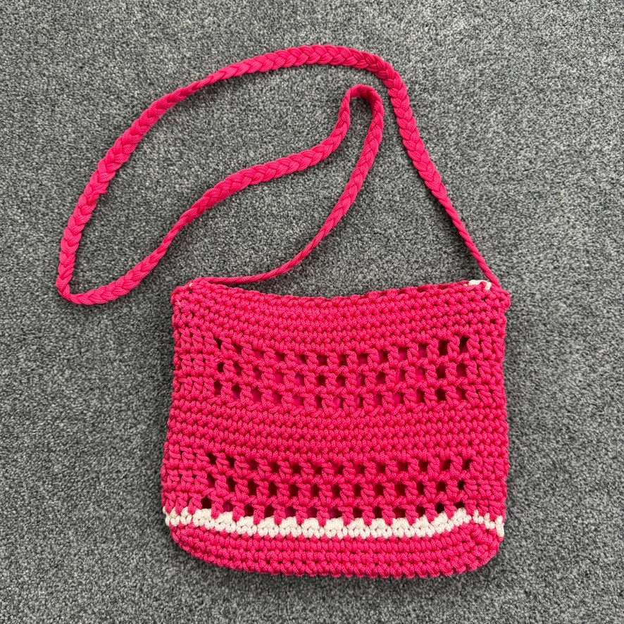 Y2K crochet floral side shoulder bag