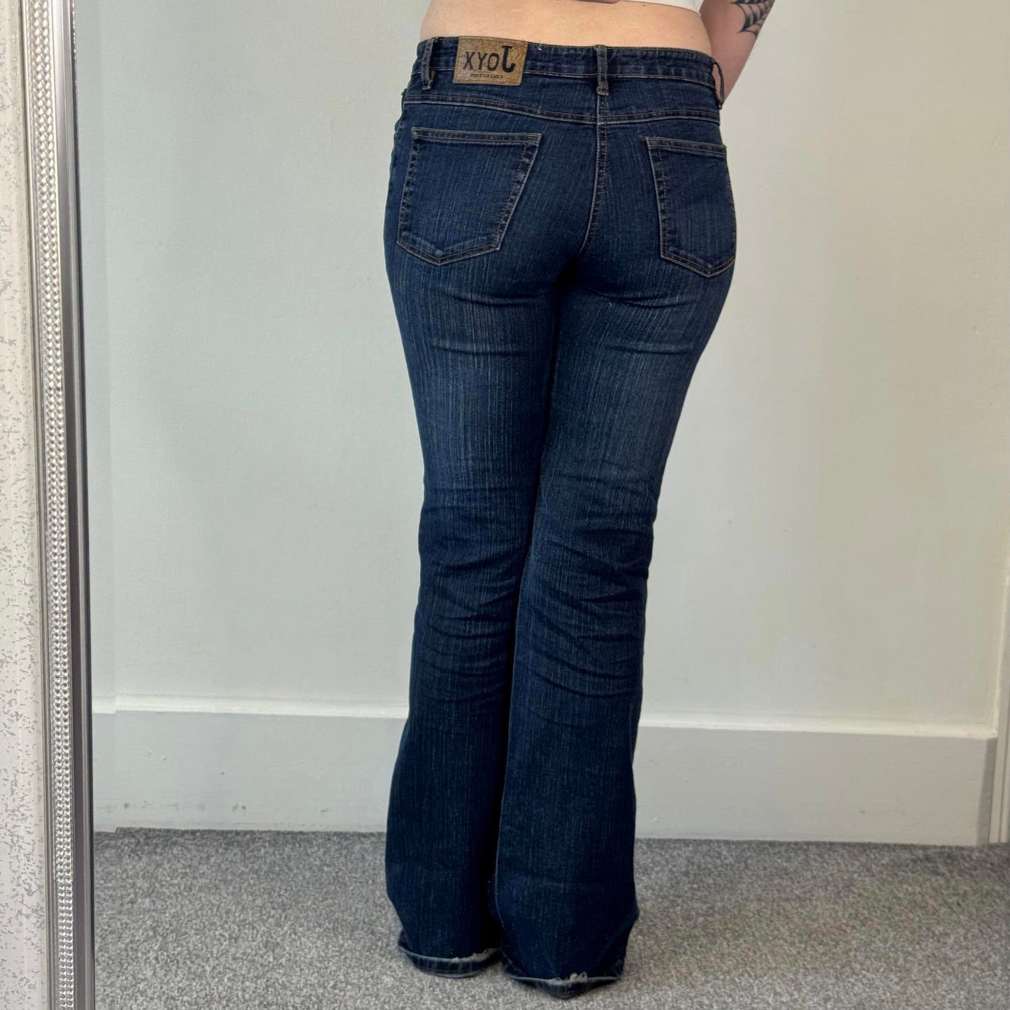 Y2K vintage low rise bootcut rhinestones jeans embellished faded denim