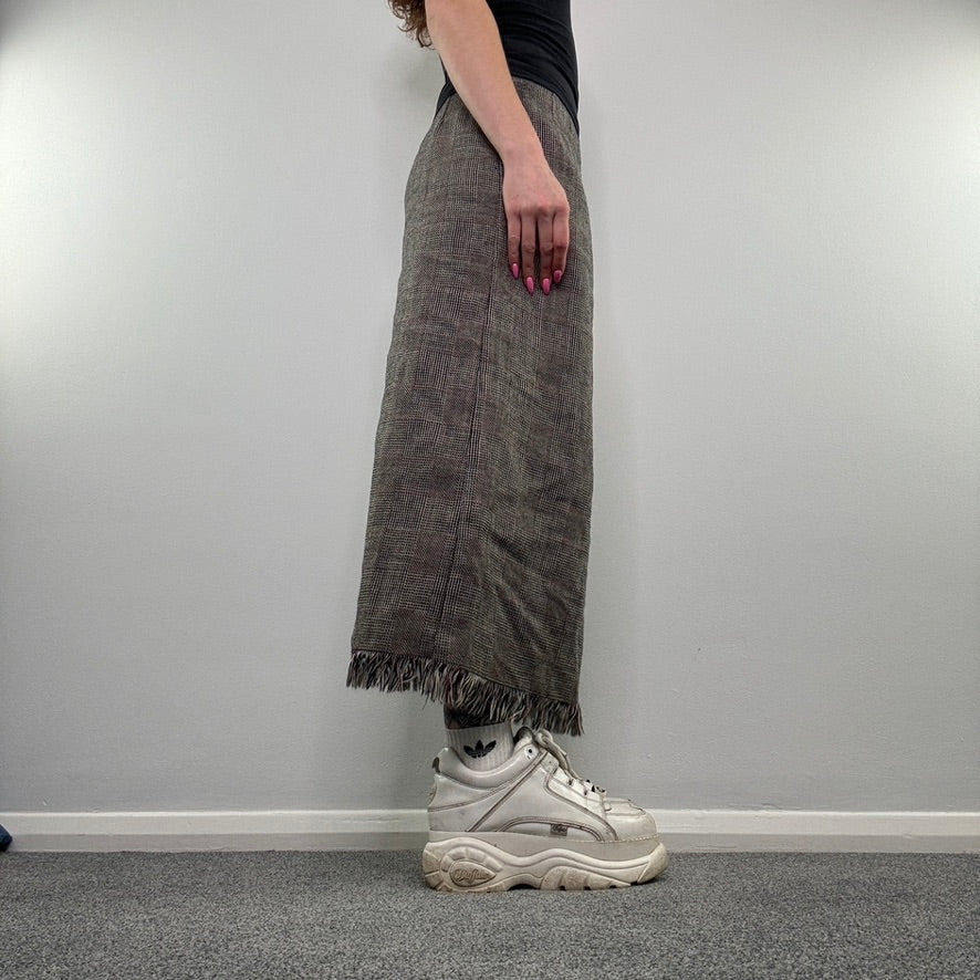 Y2K tweed tartan maxi skirt