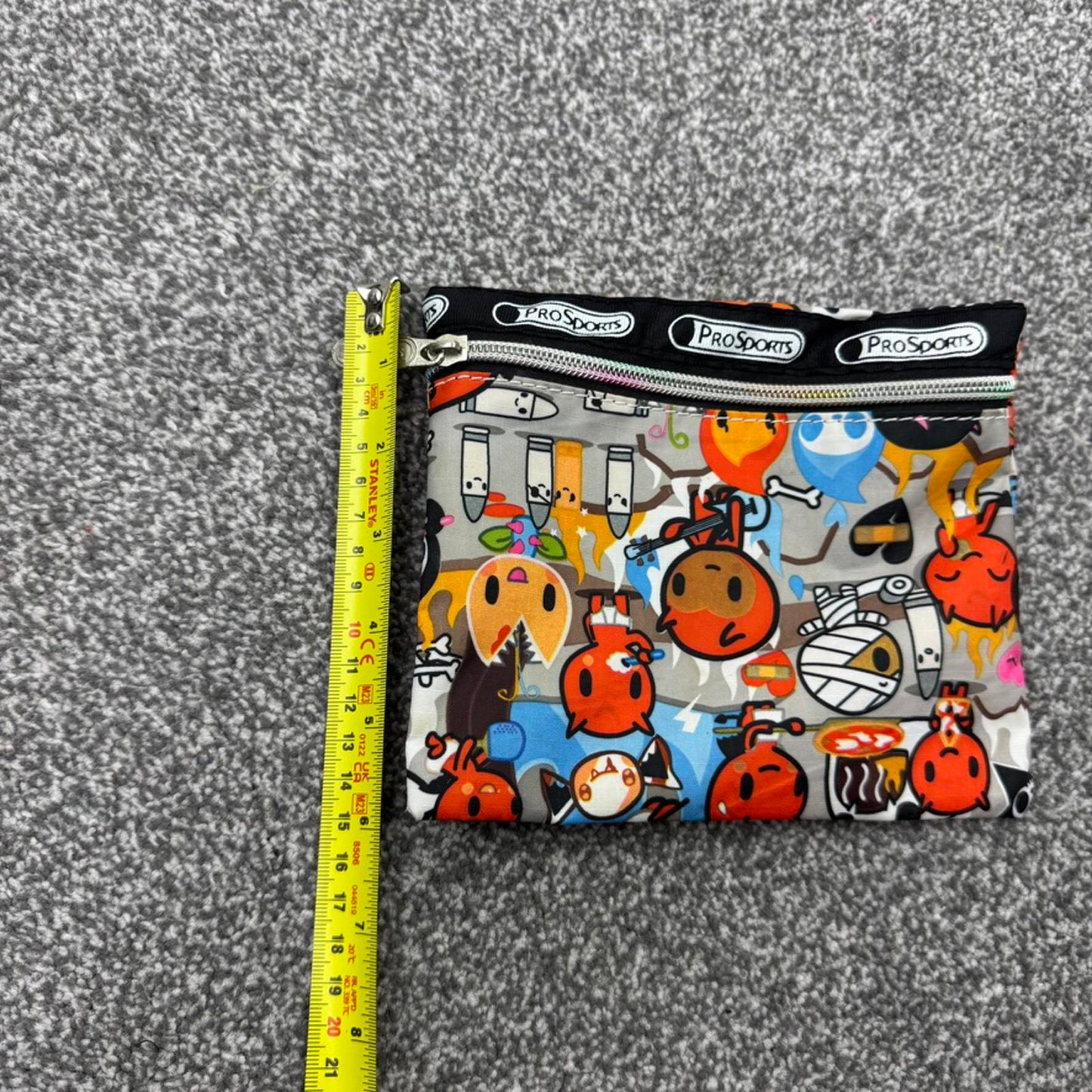 Y2K vintage ProSports graphic cartoon mini small zip pouch case makeup bag