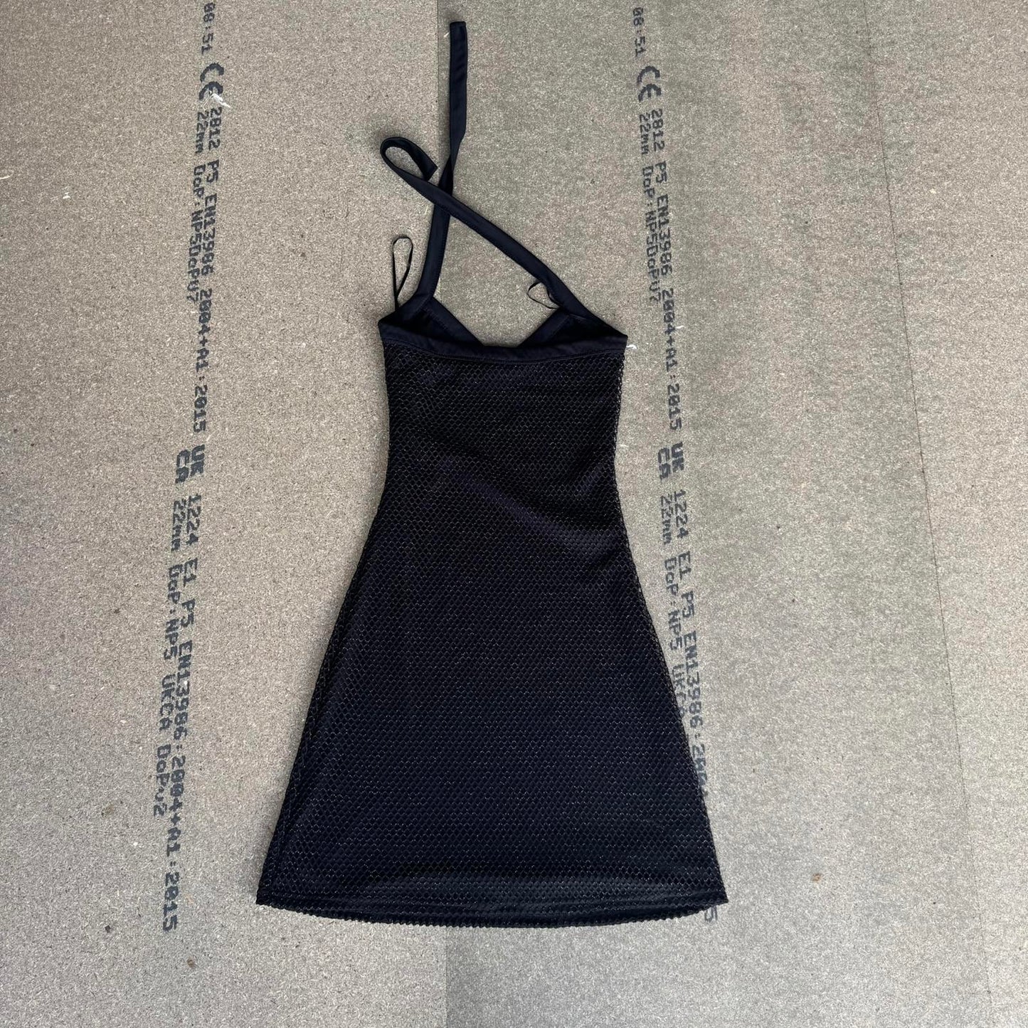 Y2K vintage stretchy sparkly halter neck netted mini dress fishnet glittery