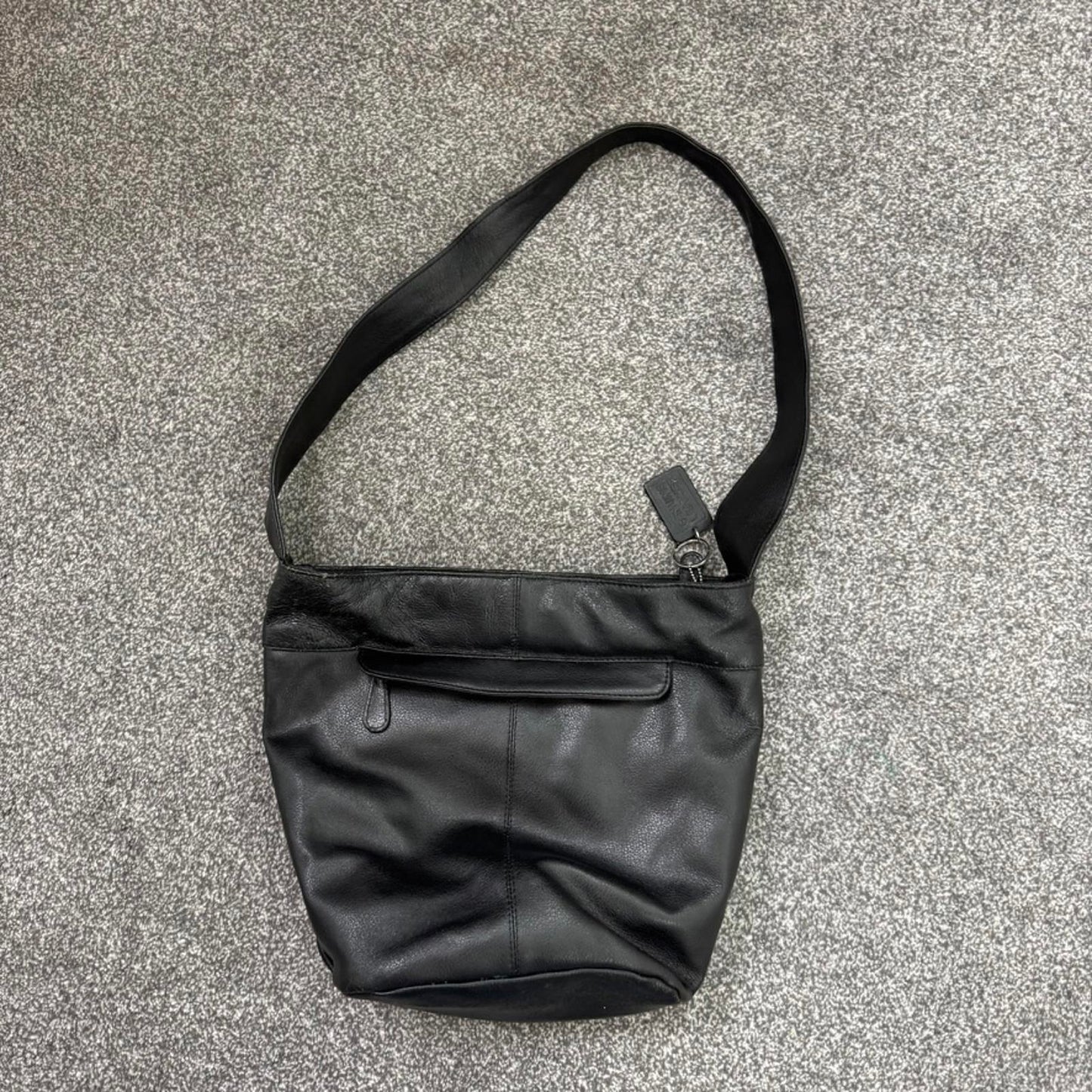 Y2K vintage genuine leather bucket shoulder bag crossbody compartments