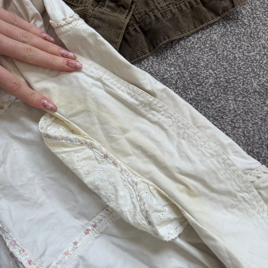 Y2K vintage fitted denim blazer frill knit trims button up jacket