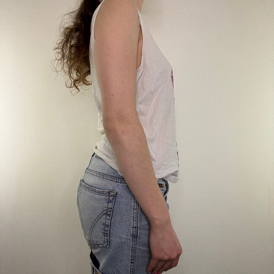 Y2K vintage leopard tank top rock it text slogan baggy