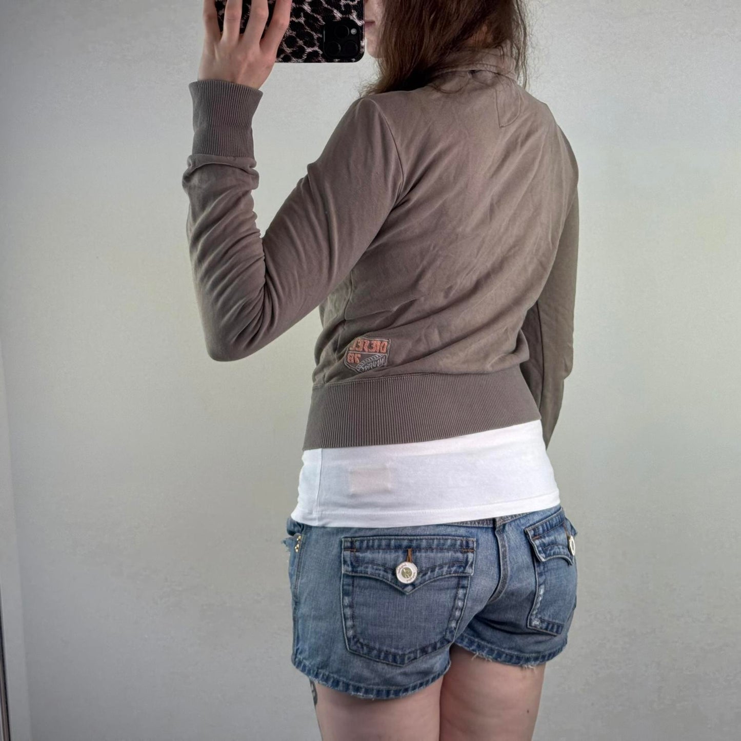 Y2K vintage Diesel zip up jumper light brown cropped elastic waistband cuffs
