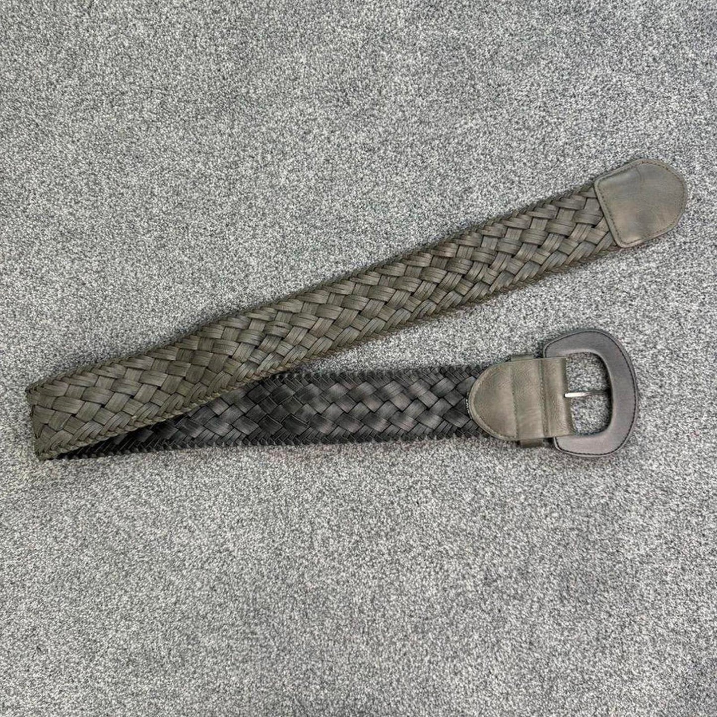 Y2K vintage faux leather chunky woven studded belt braided