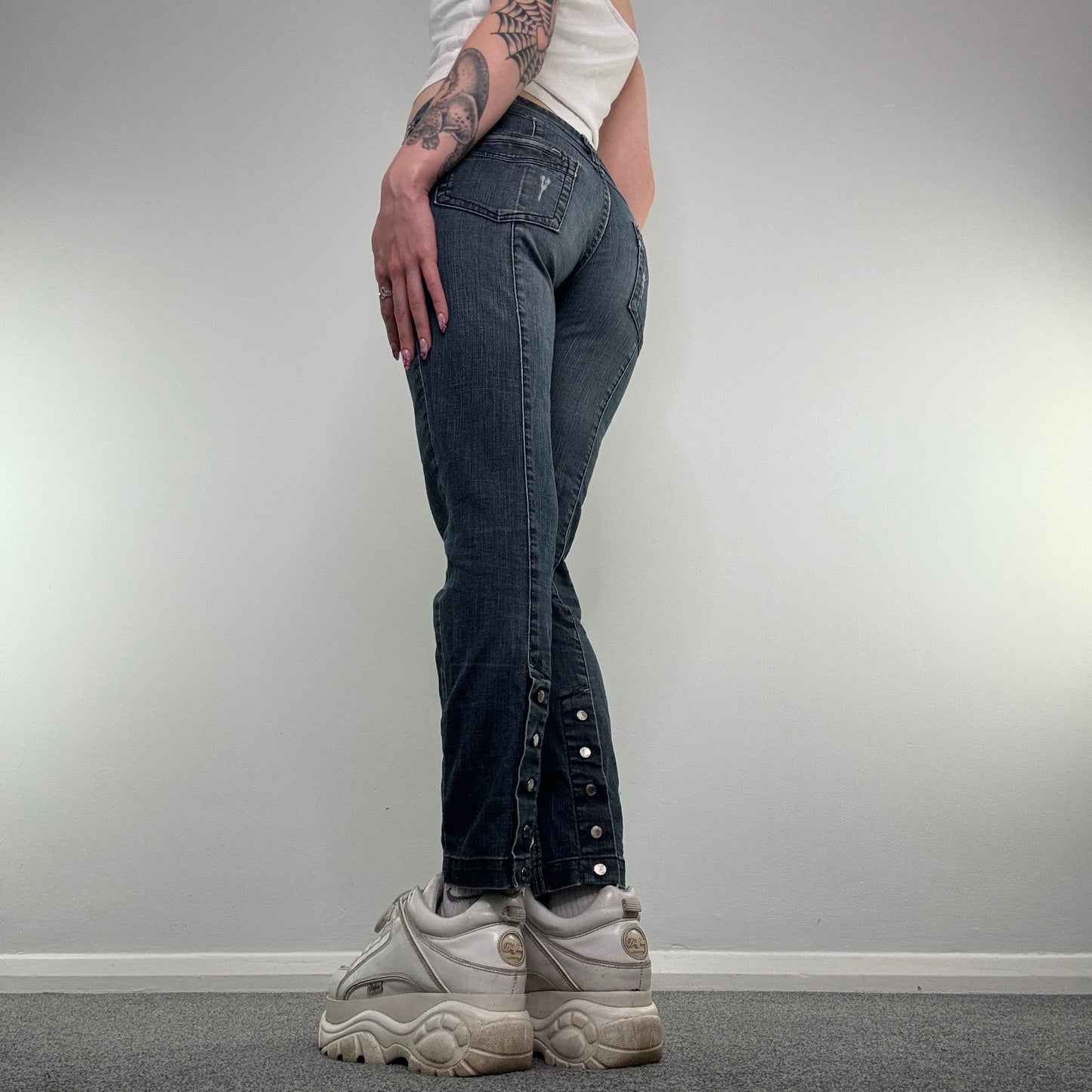 Y2K vintage low rise faded denim straight leg jeans