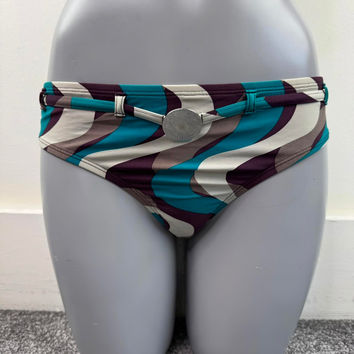 Y2K vintage swirly matching halter neck bikini set swimwear funky pattern