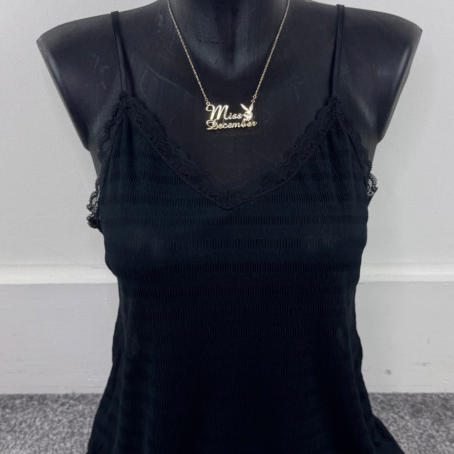 Y2K vintage sheer lace trim cami top