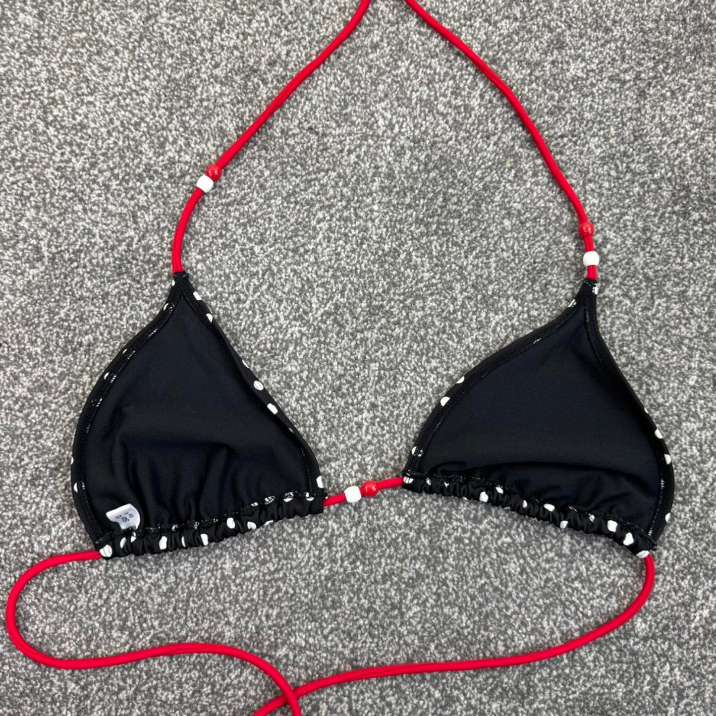 Y2K vintage polka dot spotty halter neck bikini top swimwear beaded padded bust