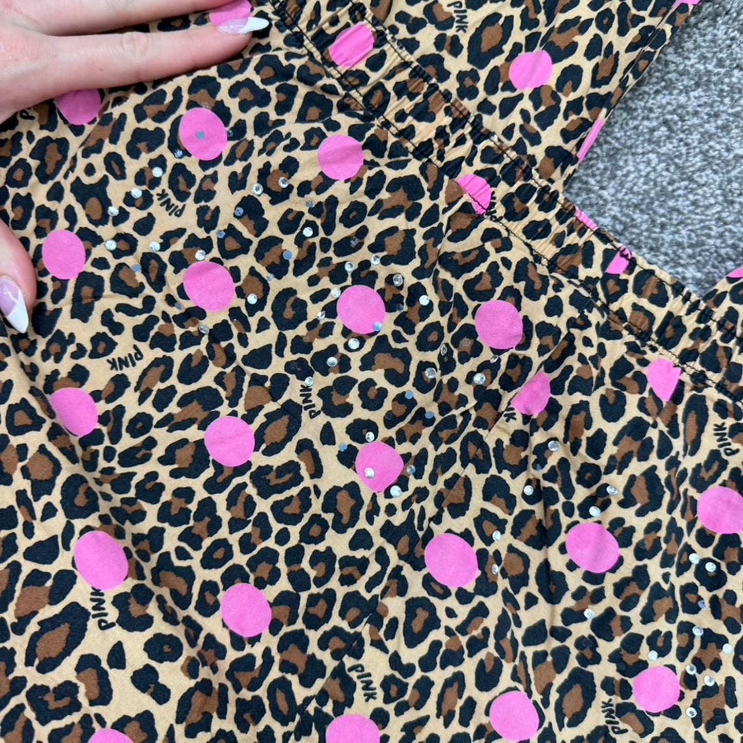 Vintage Victoria Secret PINK pyjama bottoms leopard print baggy polka dot
