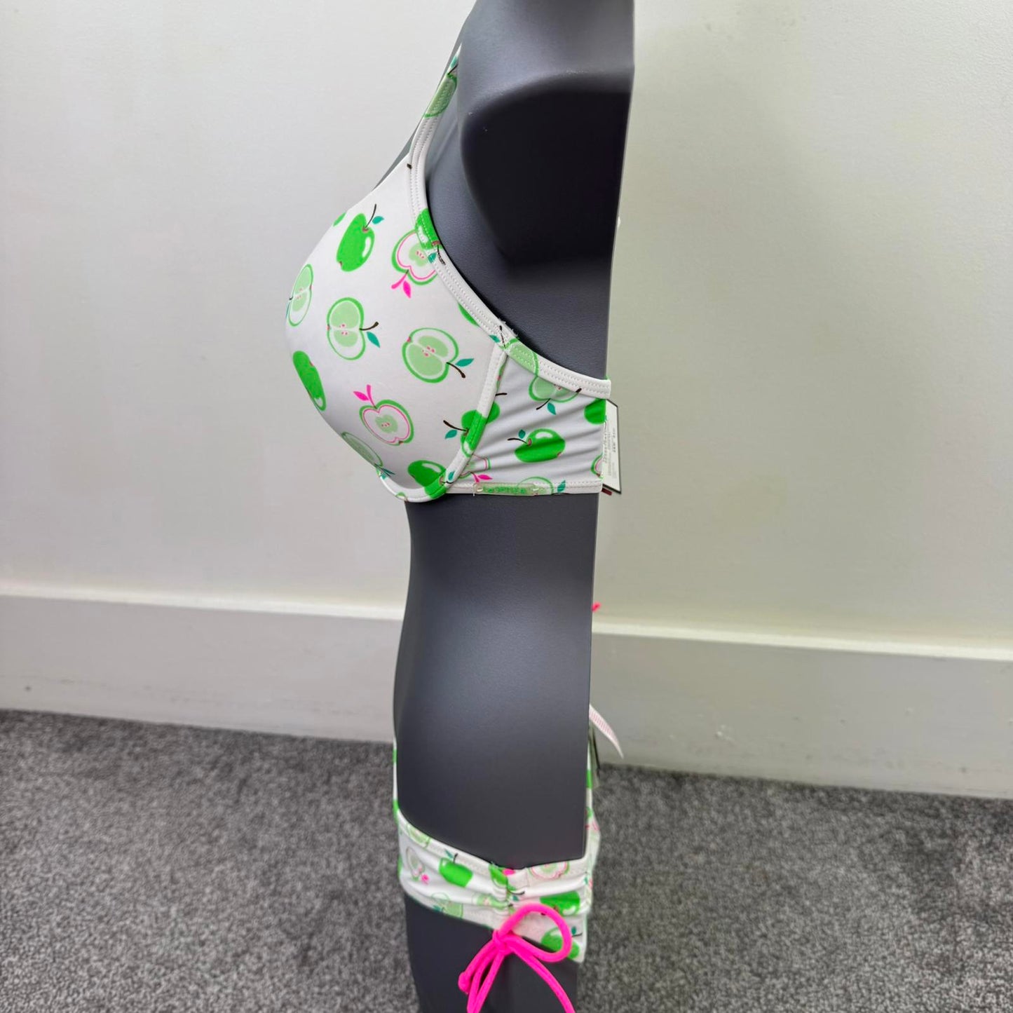 Y2K vintage La Senza apple print bikini set matching size push up 38D UK 16