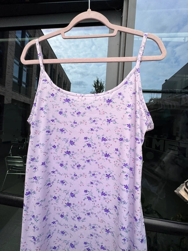 Vintage 2000s floral slinky stretchy mini dress lilac ditsy flowers