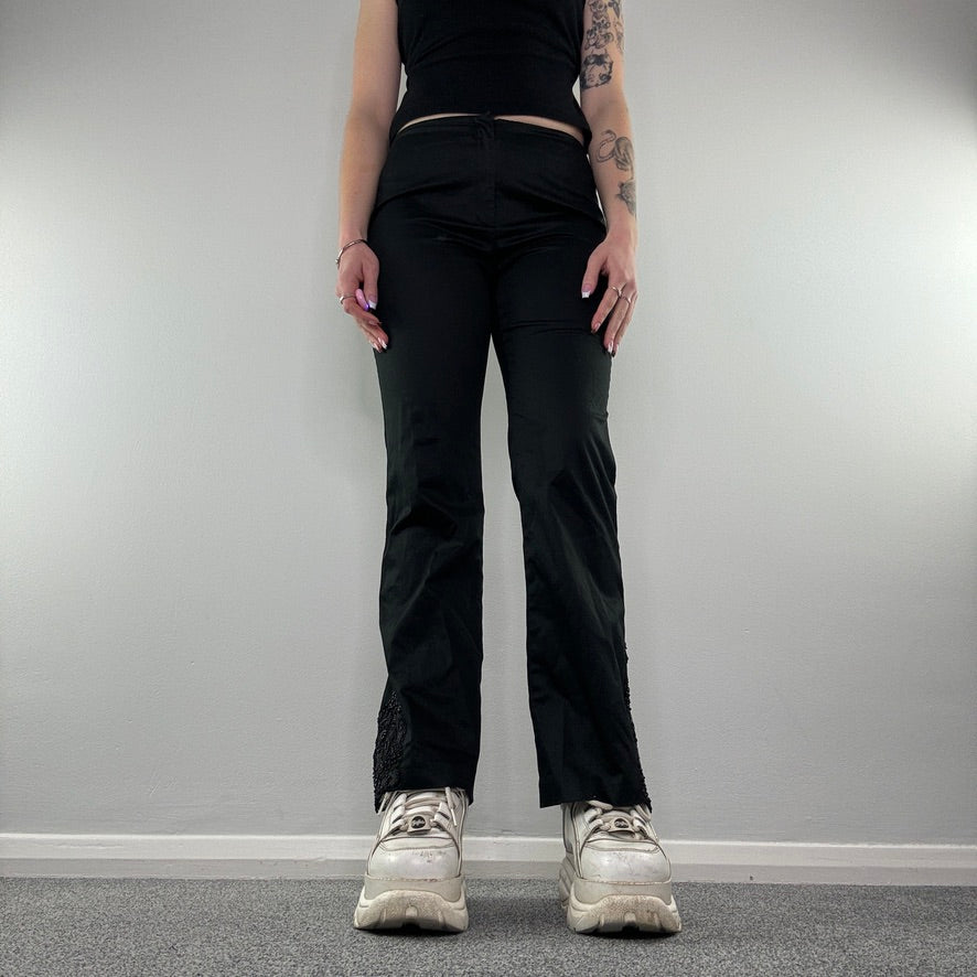 Y2K sequin satin style bootcut trousers