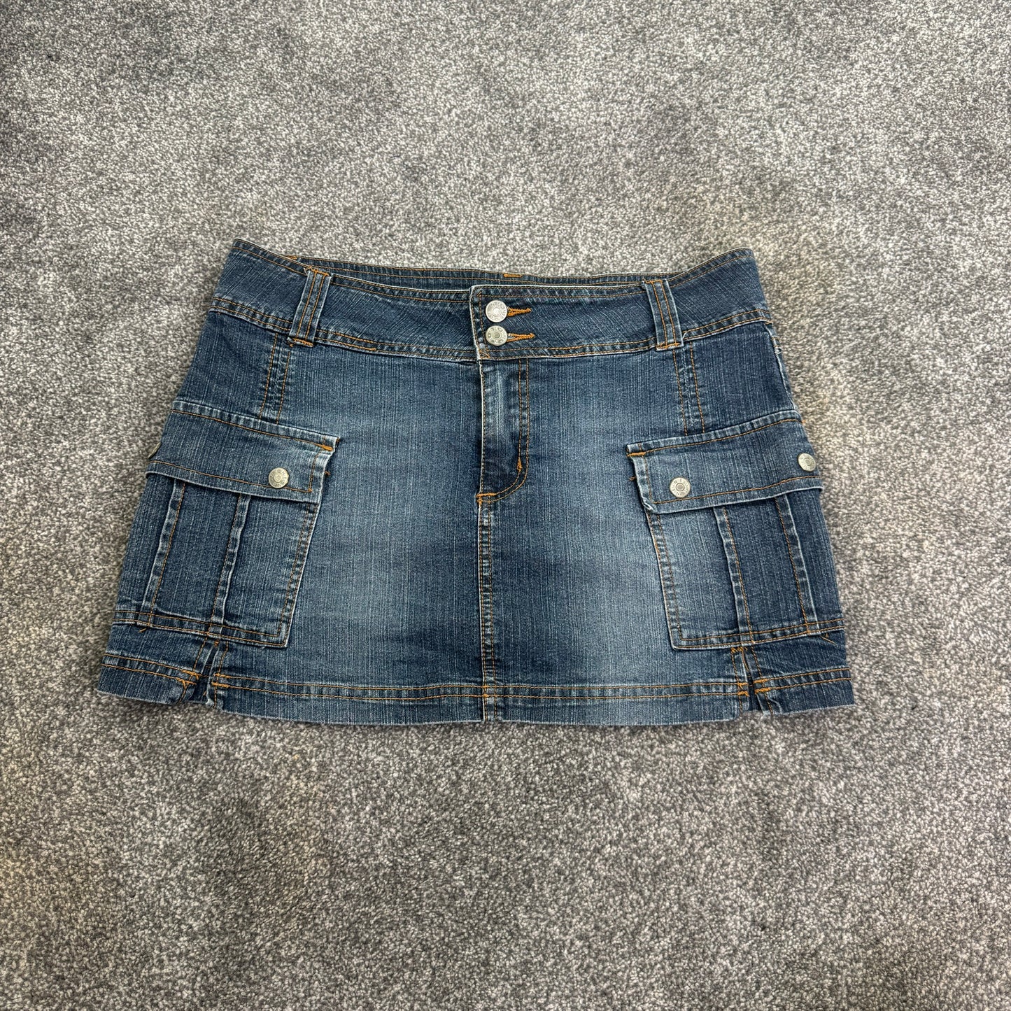 Y2K vintage cargo faded denim mini skirt