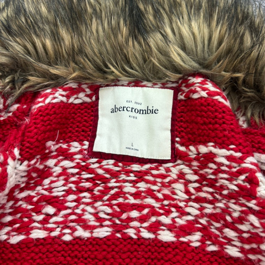 Y2K vintage Abercrombie & Fitch cardigan button up knit faux fur collar mcbling