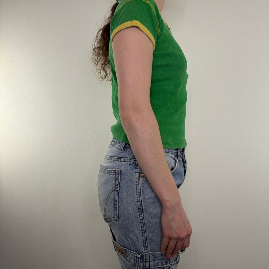 Y2K vintage Brasil baby tea embroidered slightly cropped