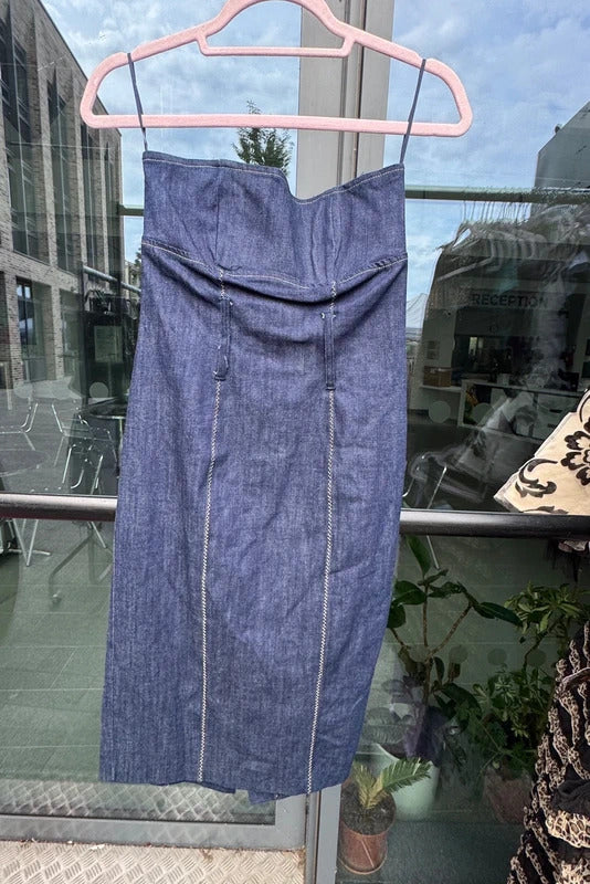 Vintage 2000s strapless denim mini dress