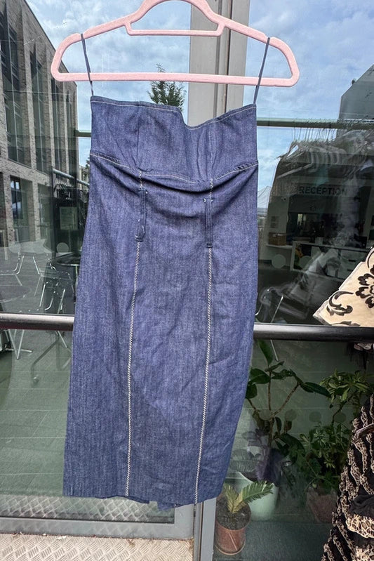 Vintage 2000s strapless denim mini dress