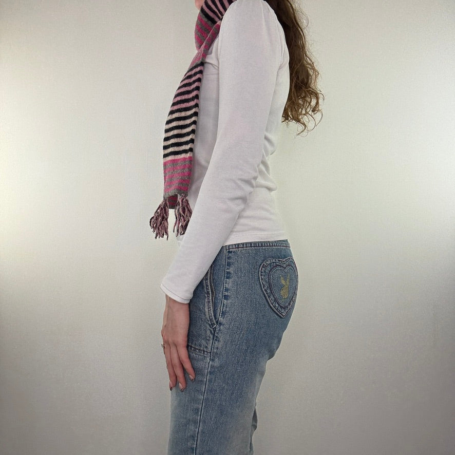 Y2K vintage wool stripy scarf