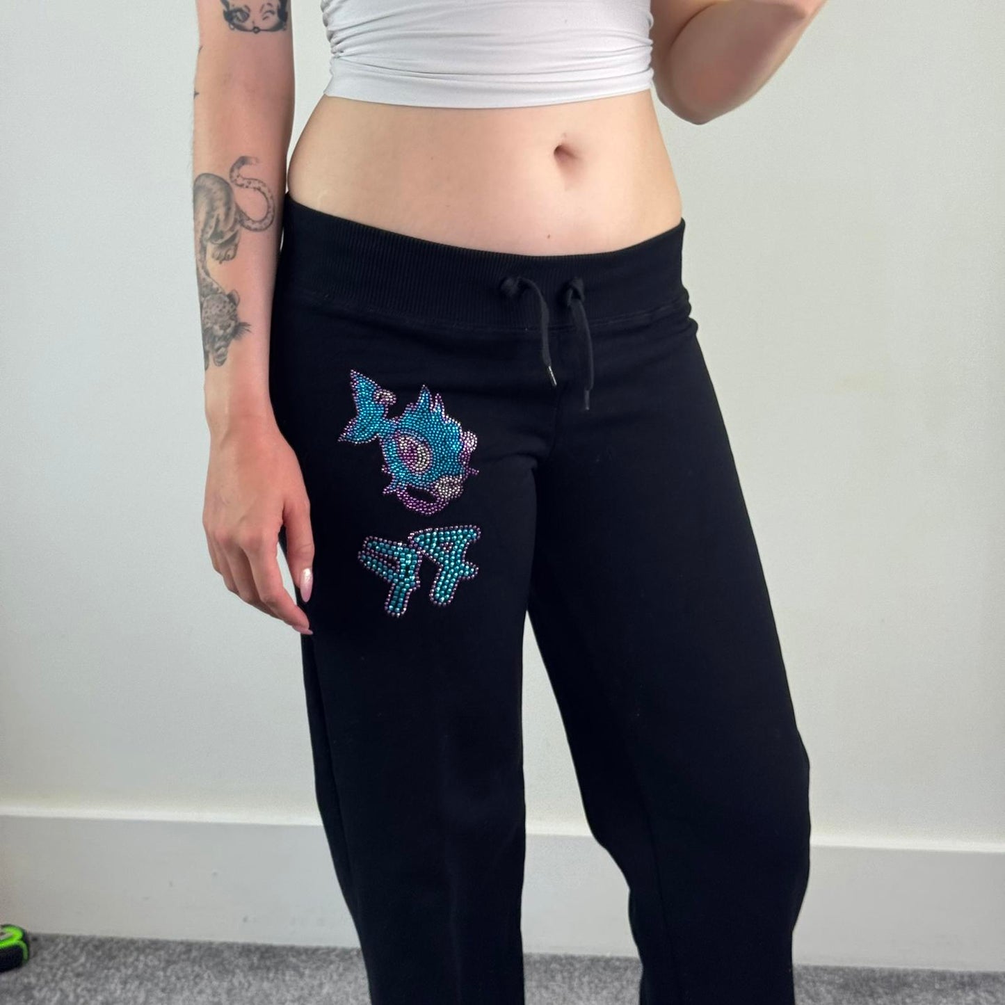 Y2K vintage Punkyfish low rise tracksuit bottoms joggers studded embellished