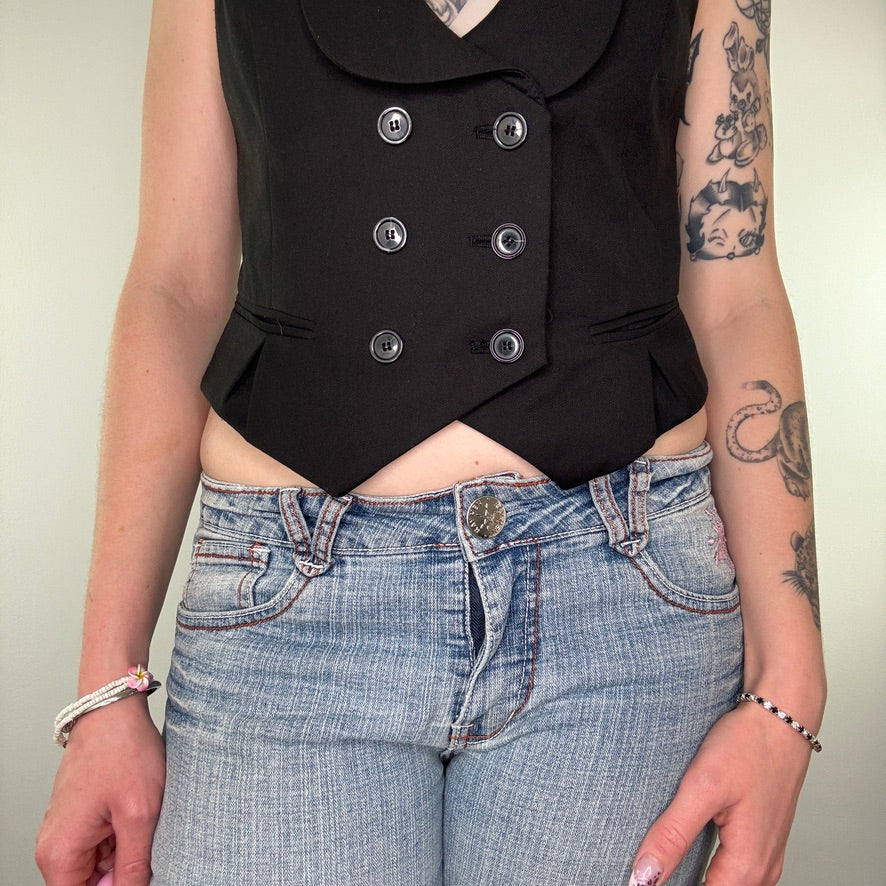 Y2K button waistcoat office top