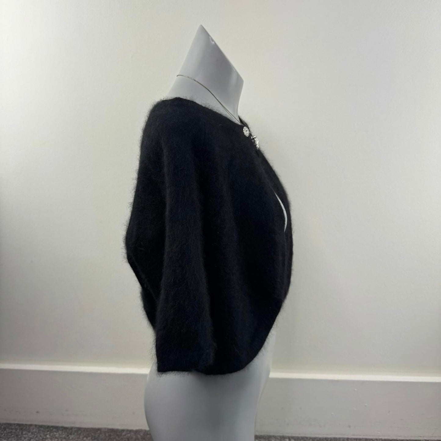 Y2K vintage angora blend cropped cardigan half sleeve button cape