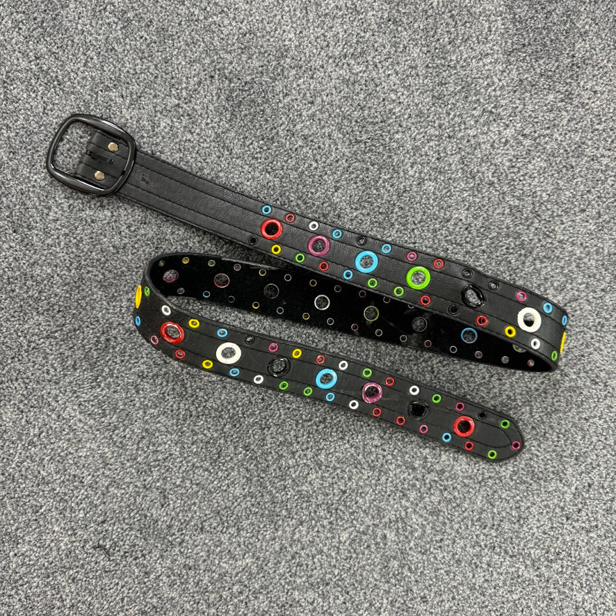 Y2K faux leather rainbow grommet belt