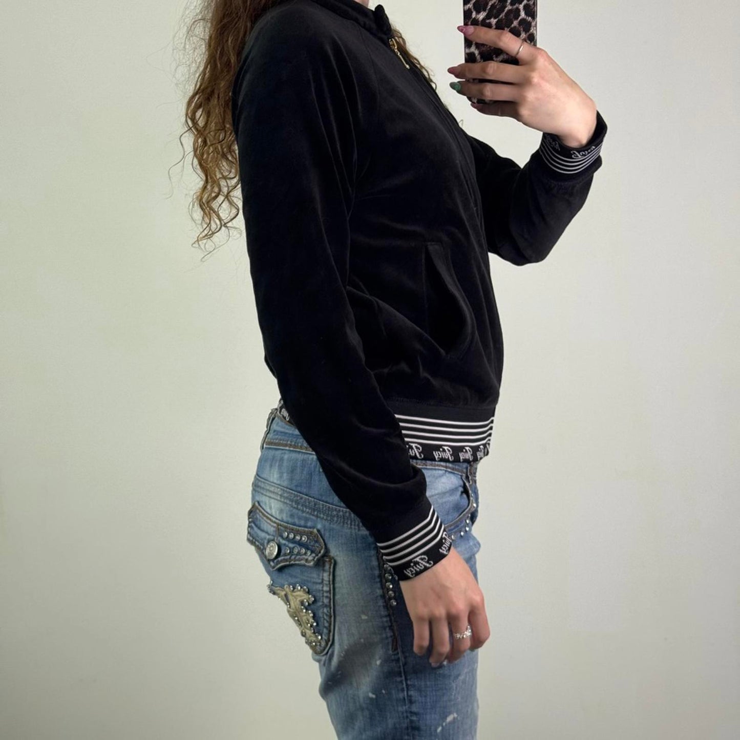 Vintage Juicy Couture black zip up velour jumper
