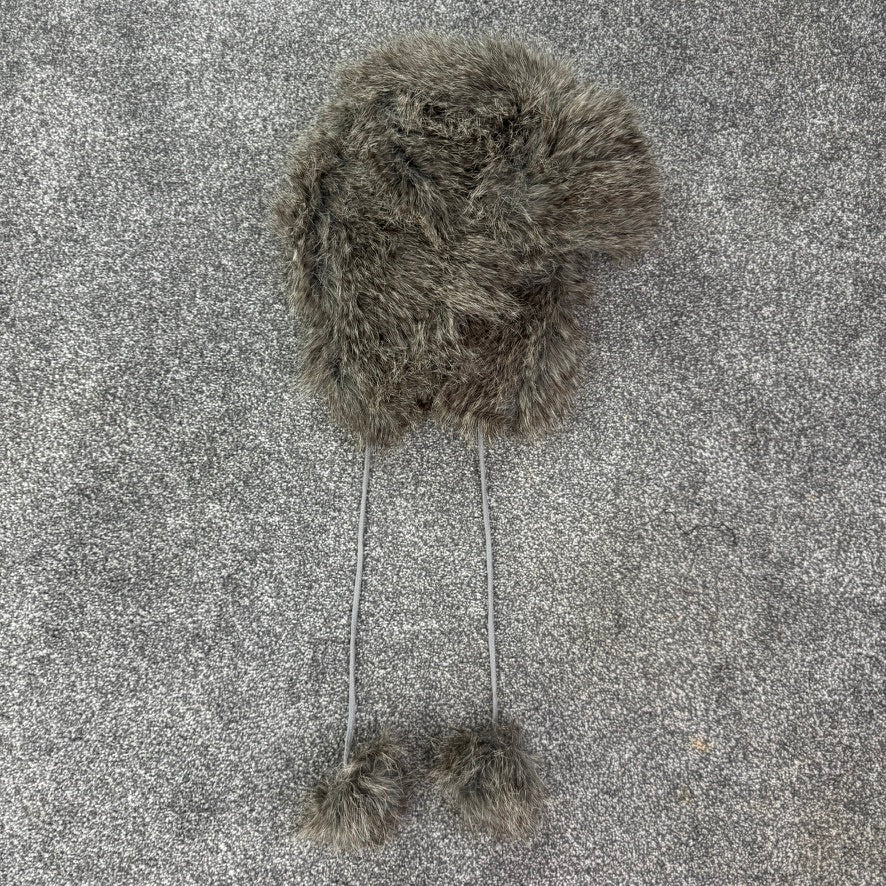 Y2K vintage faux fur trapper hat pom poms